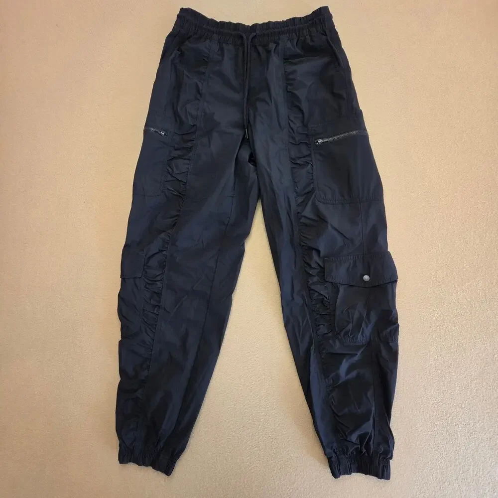 Athleta Parachute Cargo Pants Black Sz 2 Lightweight Athleisure